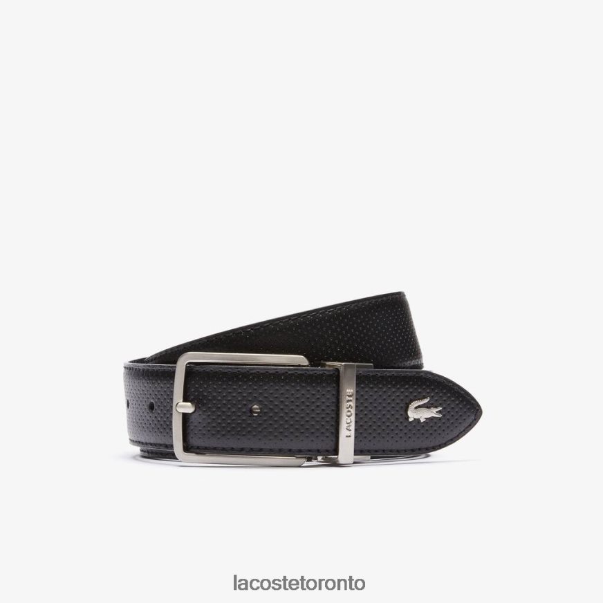 Bags  Leather Goods Lacoste Engraved Buckle Reversible Pique Leather Belt Black Men Z60BPR2077