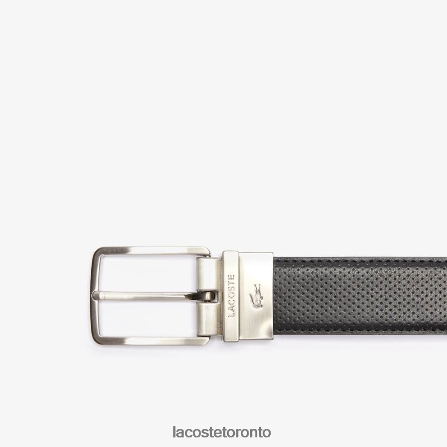 Bags  Leather Goods Lacoste Engraved Buckle Reversible Pique Leather Belt Black Men Z60BPR2077