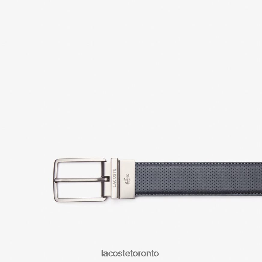 Bags  Leather Goods Lacoste Engraved Buckle Reversible Pique Leather Belt Dark Shadow Men Z60BPR2078