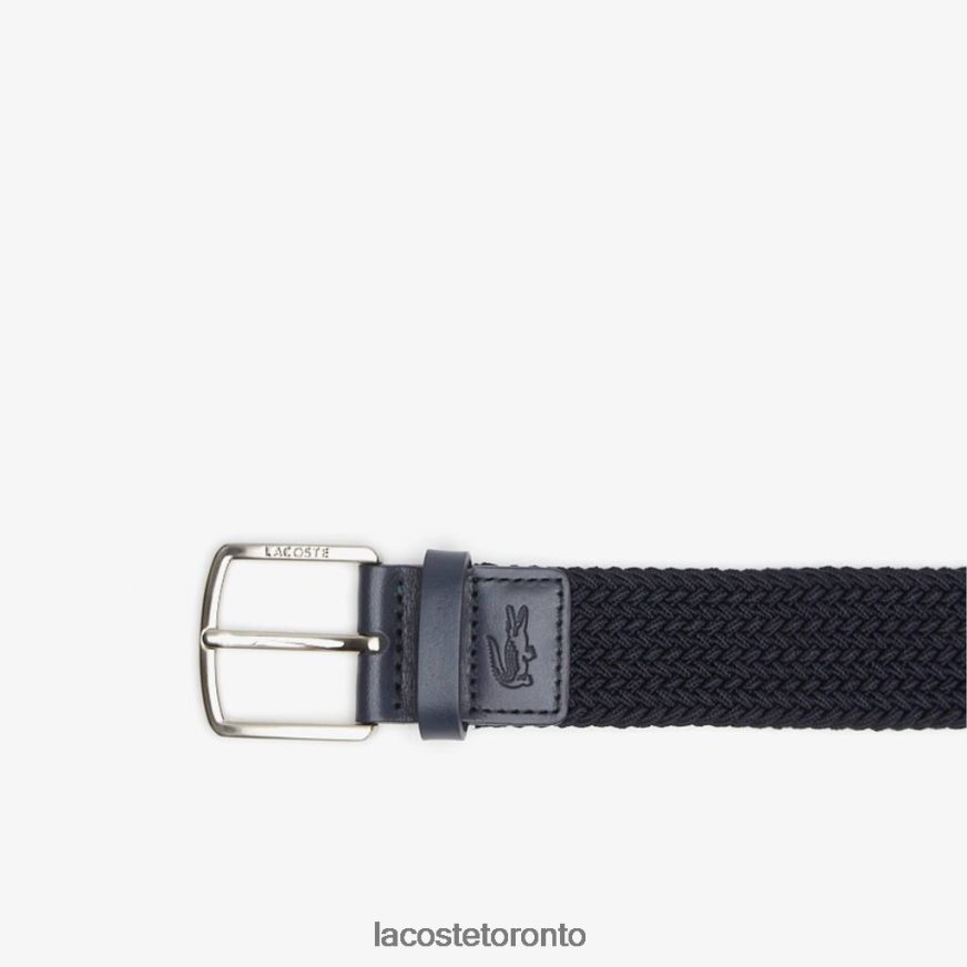 Bags  Leather Goods Lacoste Engraved Buckle Stretch Knitted Belt Bleu Nuit Men Z60BPR1983