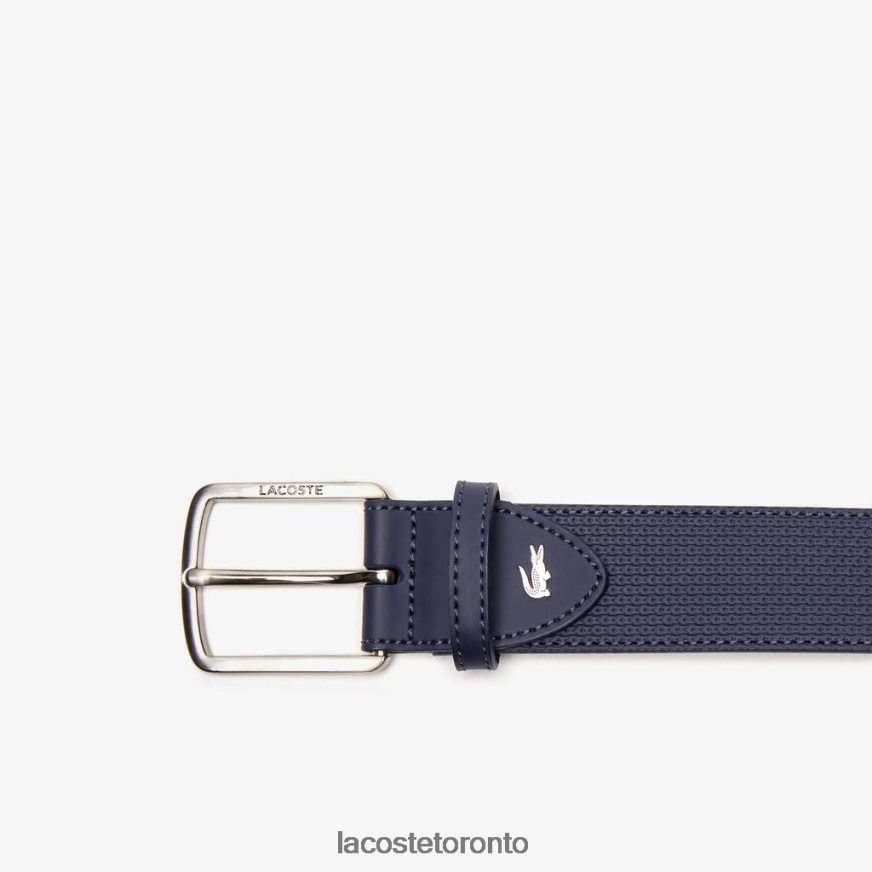 Bags  Leather Goods Lacoste Engraved Buckle Texturised Leather Belt Purple Men Z60BPR2076