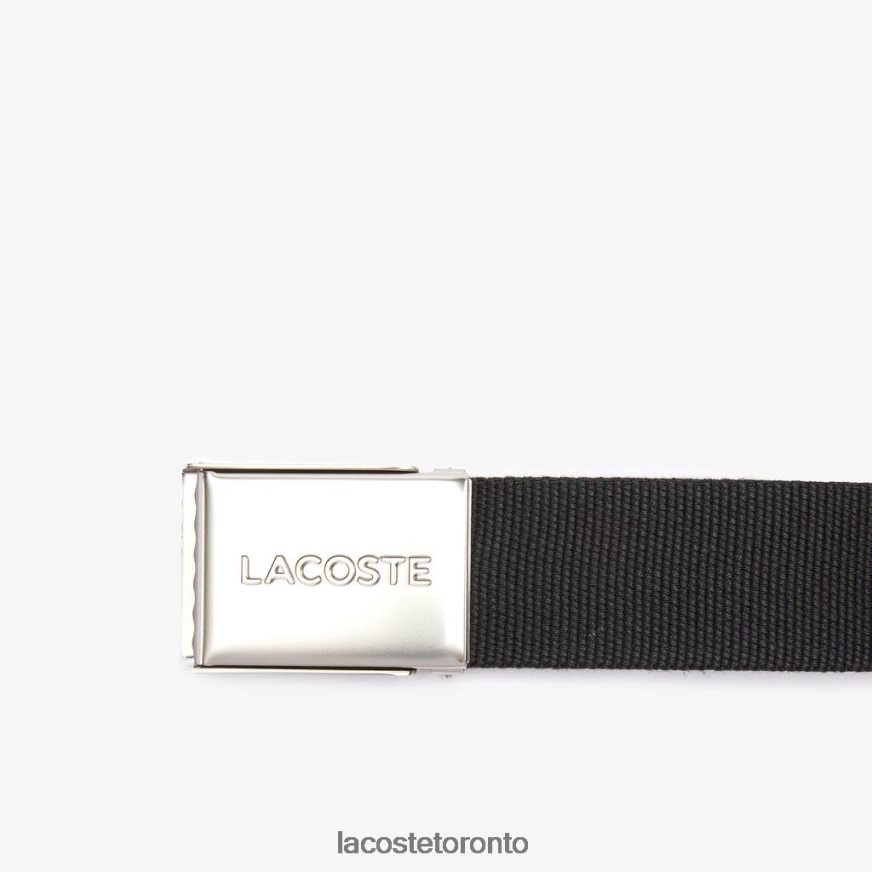 Bags  Leather Goods Lacoste Engraved Buckle Woven Fabric Belt Black Men Z60BPR2082