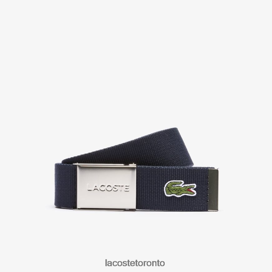 Bags  Leather Goods Lacoste Engraved Buckle Woven Fabric Belt Purple Men Z60BPR2081