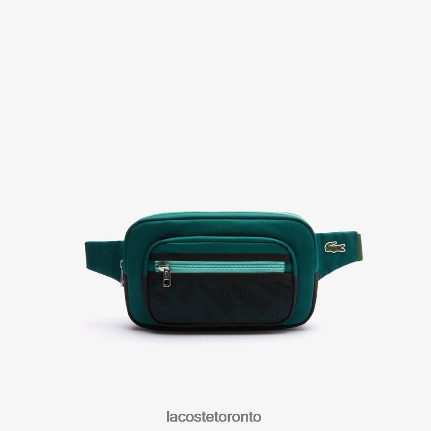 Bags  Leather Goods Lacoste L Outfit Contrast Details Canvas Fanny Pack Swing Vert 132 Spiruline Men Z60BPR2040