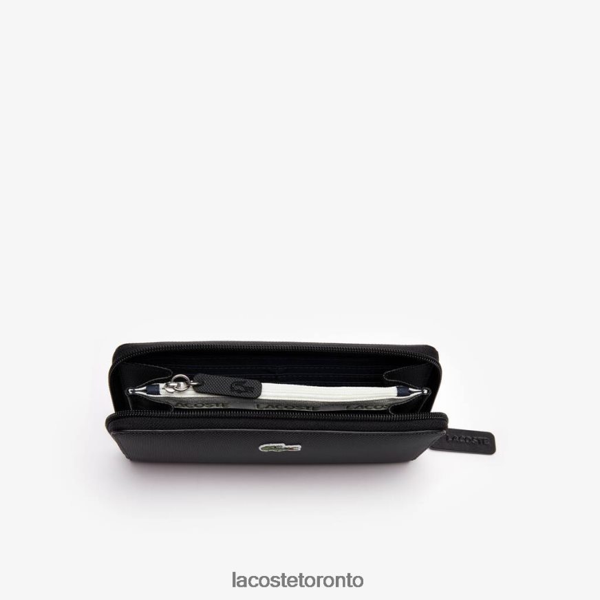 Bags  Leather Goods Lacoste L1212 Concept Petit Pique 12 Card Zip Wallet Black Women Z60BPR2813