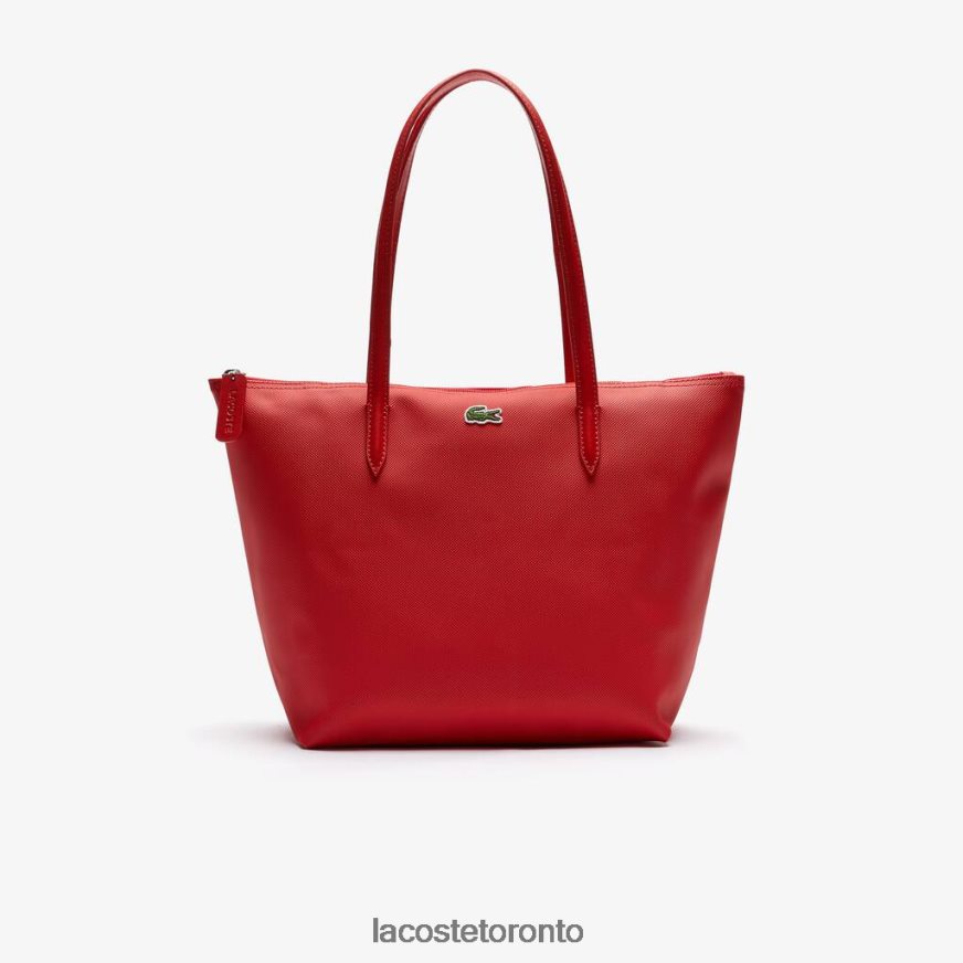 Bags  Leather Goods Lacoste L1212 Concept Small Zip Tote Bag High Risk Red Women Z60BPR2803