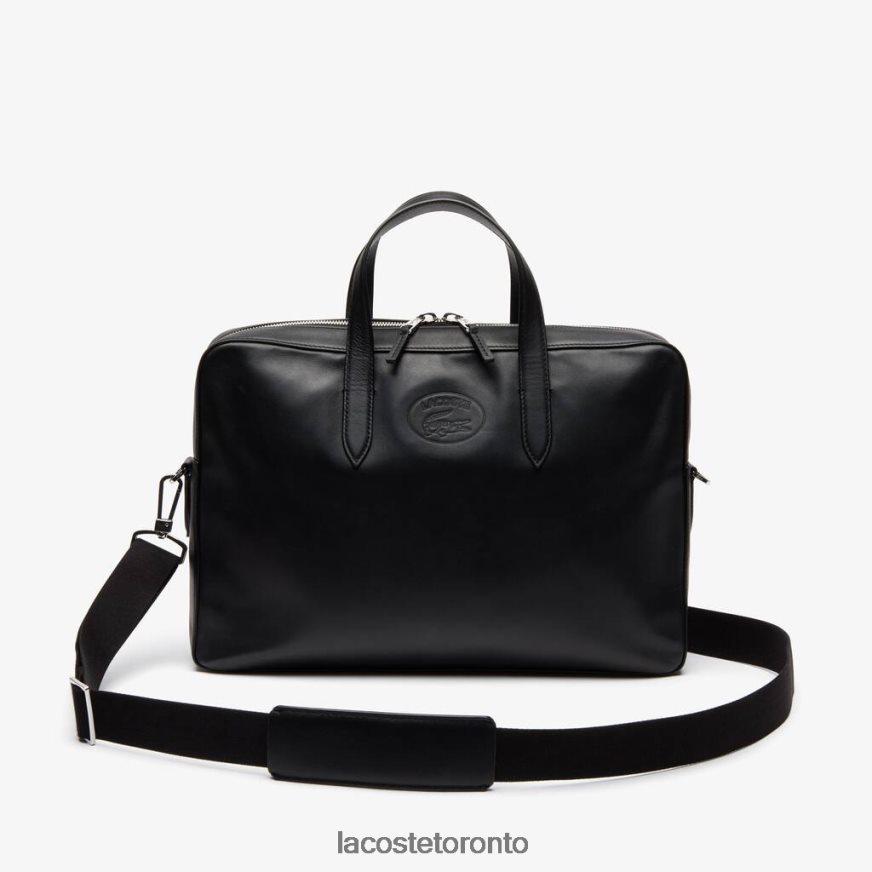 Bags  Leather Goods Lacoste L1212 Detachable Shoulder Strap Leather Computer Bag Black Men Z60BPR2030