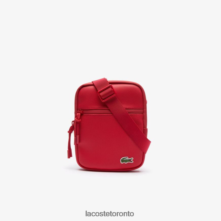 Bags  Leather Goods Lacoste LCST Coated Canvas Small Flat Crossbody Bag Rouge 240 Men Z60BPR2017