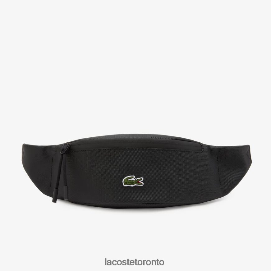 Bags  Leather Goods Lacoste LCST Coated Canvas Zippered Fanny Pack Black Unisex Z60BPR2065