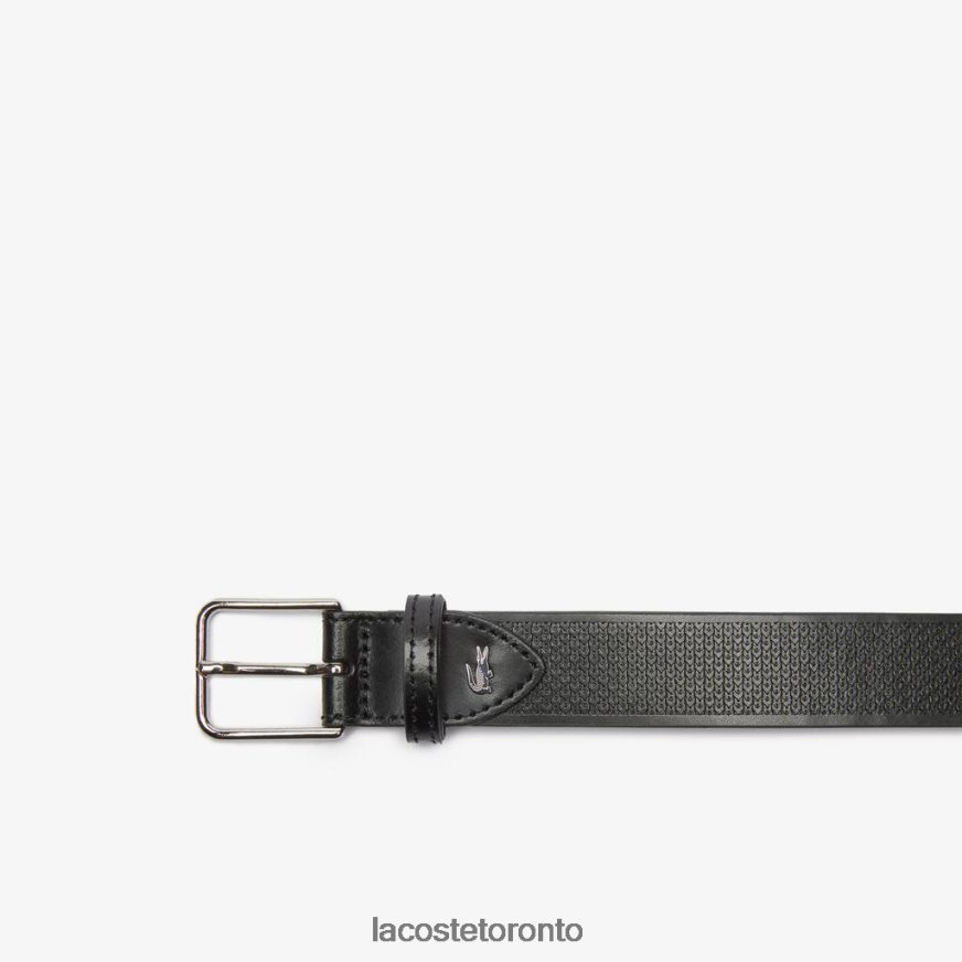 Bags  Leather Goods Lacoste Metal Crocodile Stitched Leather Belt Black Women Z60BPR2093