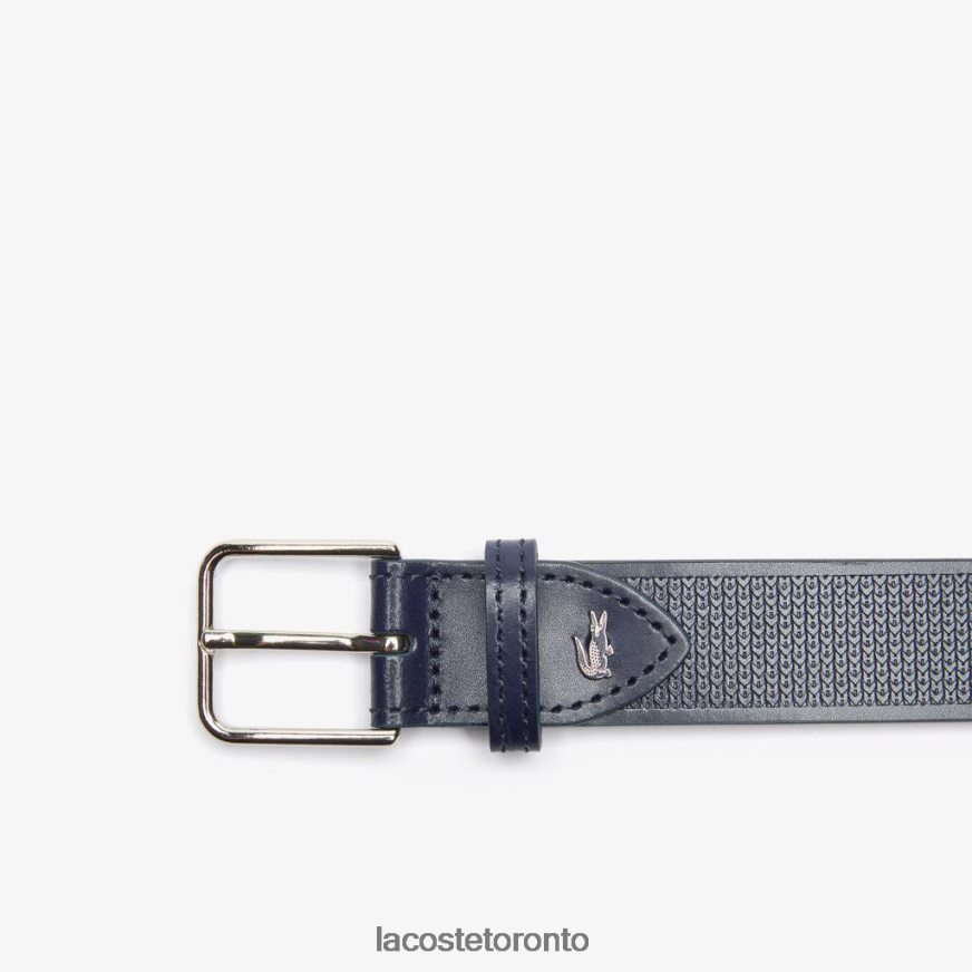 Bags  Leather Goods Lacoste Metal Crocodile Stitched Leather Belt Dark Sapphire Women Z60BPR2094