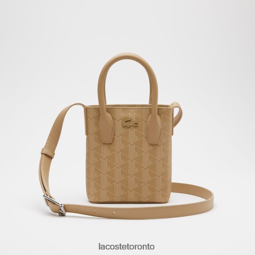 Bags  Leather Goods Lacoste Monogram Print Mini Satchel Viennois Beige Women Z60BPR2790