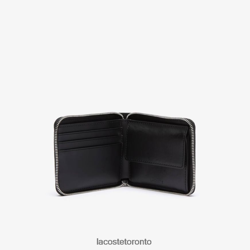 Bags  Leather Goods Lacoste Monogram Print Small Zip Wallet Monogram Noir Gris Men Z60BPR2126