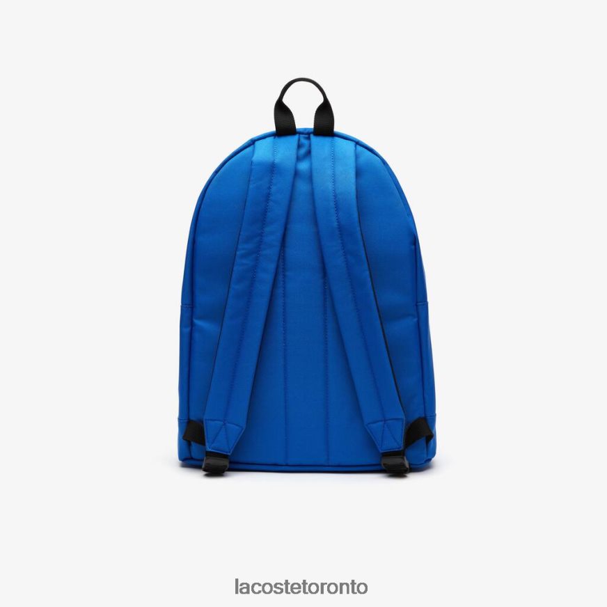 Bags  Leather Goods Lacoste Neocroc Backpack with Zipped Logo Straps Royaume Noir Blanc Unisex Z60BPR2137