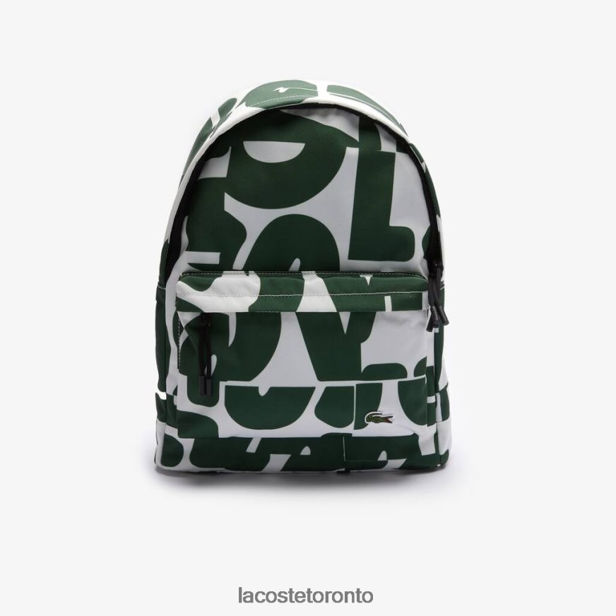 Bags  Leather Goods Lacoste Neocroc Destructured Signature Canvas Backpack Allover Print Croco Carre Unisex Z60BPR2045