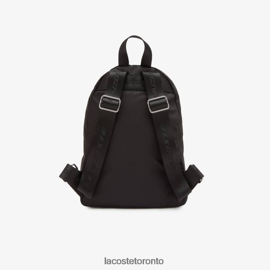 Bags  Leather Goods Lacoste Signature Patch Branded Puller Backpack Black Women Z60BPR2863