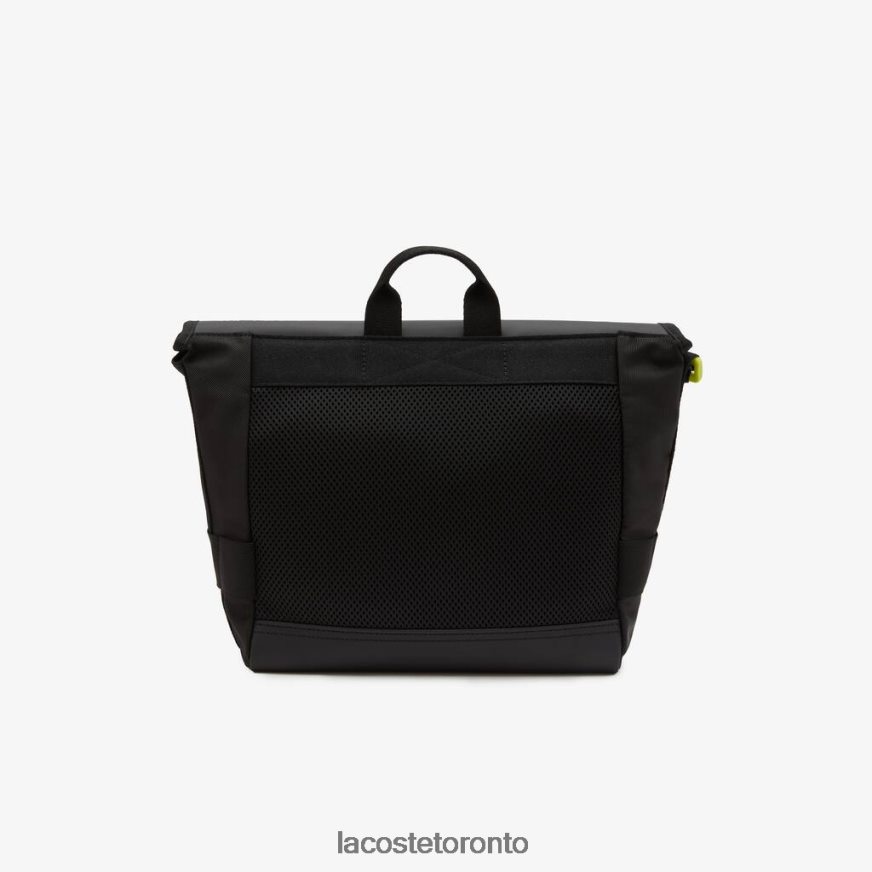 Bags  Leather Goods Lacoste Signature Print Water-Repellent Messenger Bag Noir Lime Men Z60BPR2036