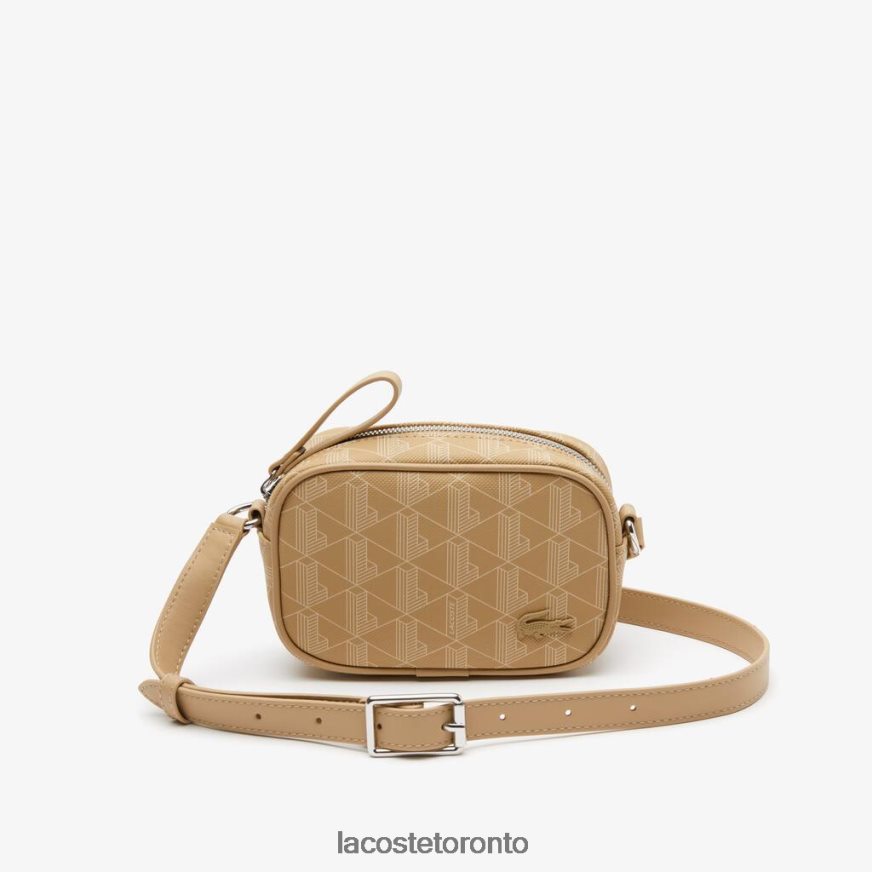 Bags  Leather Goods Lacoste Small Monogram Print Cross Body Bag Viennois Beige Women Z60BPR2794