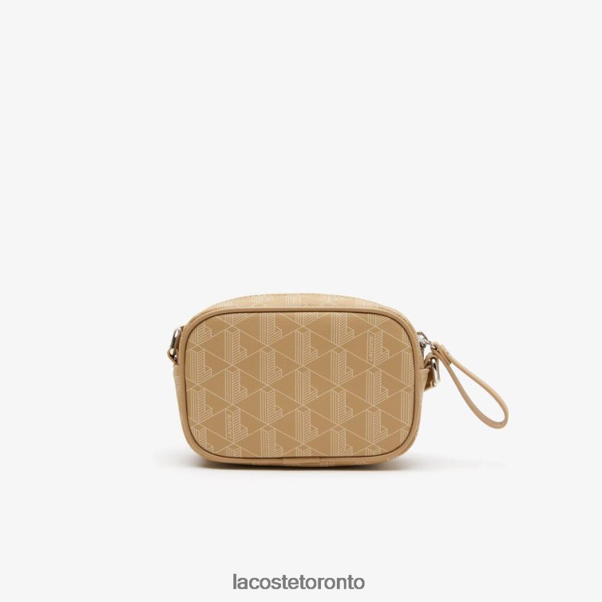 Bags  Leather Goods Lacoste Small Monogram Print Cross Body Bag Viennois Beige Women Z60BPR2794