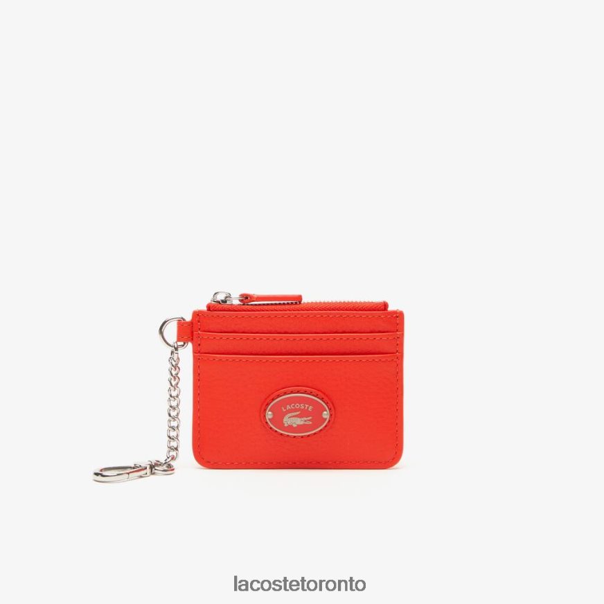 Bags  Leather Goods Lacoste Snap Hook Grained Leather Card Holder Corrida Women Z60BPR2809