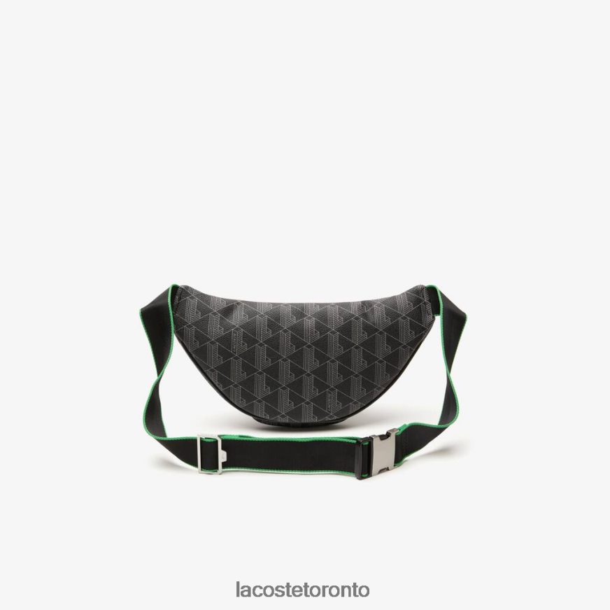 Bags  Leather Goods Lacoste The Blend Monogram Print Belt Bag Mono Noir Gris Estragon Men Z60BPR1949