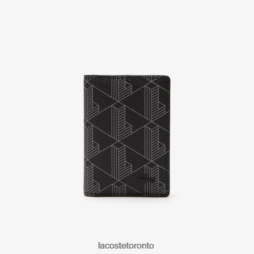 Bags  Leather Goods Lacoste The Blend Monogram Print Vertical Card Holder Monogram Noir Gris Men Z60BPR1990