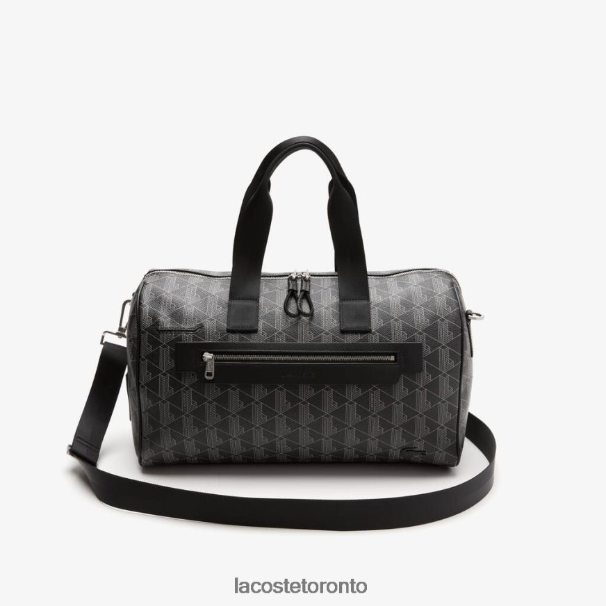 Bags  Leather Goods Lacoste The Blend Monogram Print Weekend Bag Monogram Noir Gris Unisex Z60BPR1940