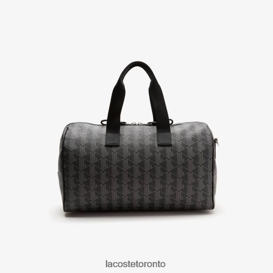 Bags  Leather Goods Lacoste The Blend Monogram Print Weekend Bag Monogram Noir Gris Unisex Z60BPR1940