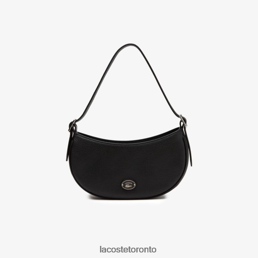 Bags  Leather Goods Lacoste Top Grain Leather Halfmoon Bag Black Women Z60BPR2791