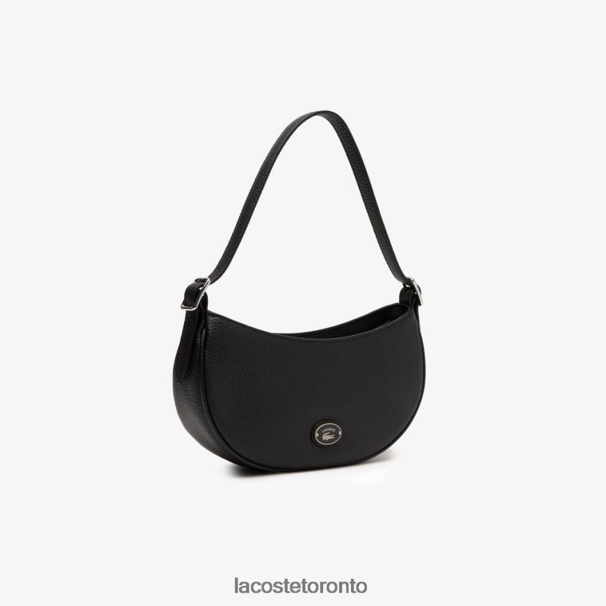 Bags  Leather Goods Lacoste Top Grain Leather Halfmoon Bag Black Women Z60BPR2791