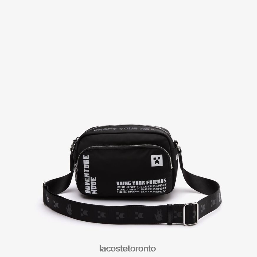 Bags  Leather Goods Lacoste x Minecraft Nylon Print Shoulder Bag Minecraft Noir Blanc Unisex Z60BPR2838