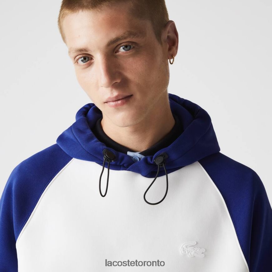 Clothing Lacoste Bicolor Hooded Contrast Zip Pocket Sweatshirt White/Blue Men Z60BPR1190