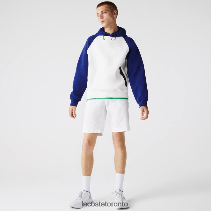 Clothing Lacoste Bicolor Hooded Contrast Zip Pocket Sweatshirt White/Blue Men Z60BPR1190