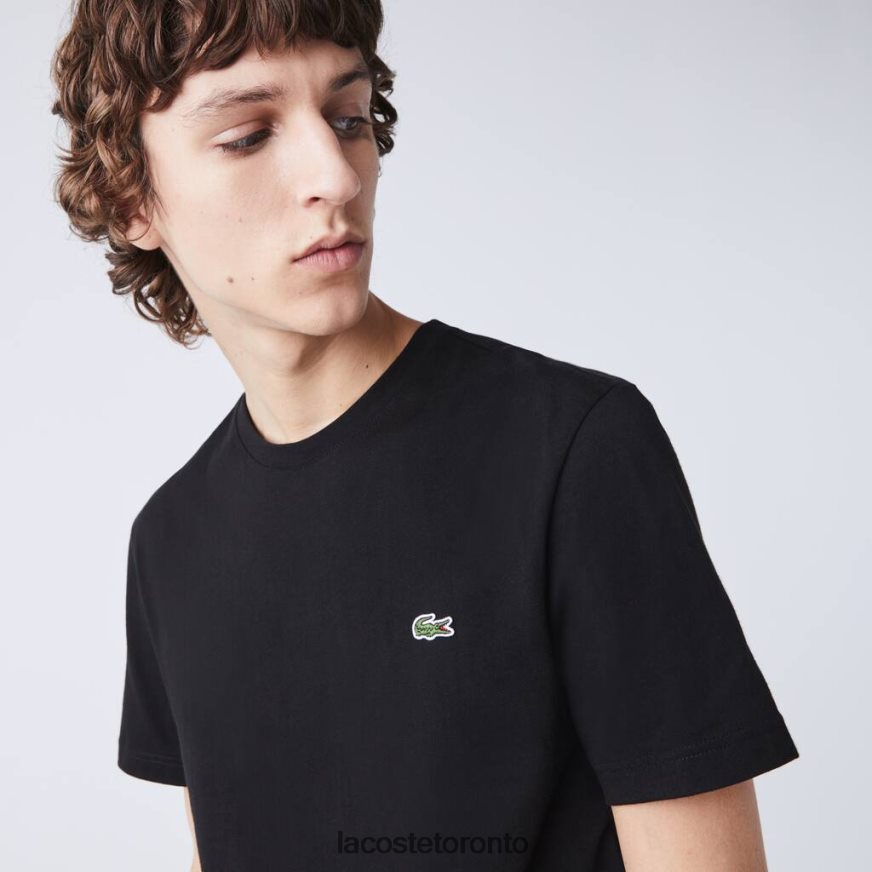 Clothing Lacoste Branded Bands Crew Neck Cotton T-Shirt Black Men Z60BPR910