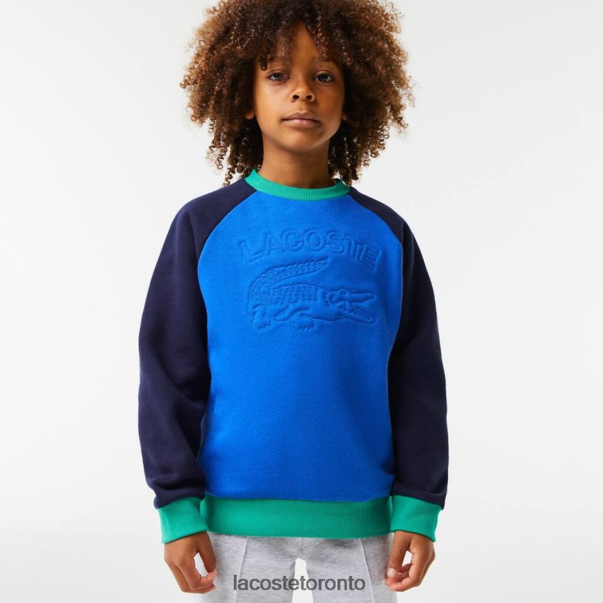 Clothing Lacoste Branded Color-Block Sweatshirt Navy Blue/Blue/Green Kids Z60BPR3194