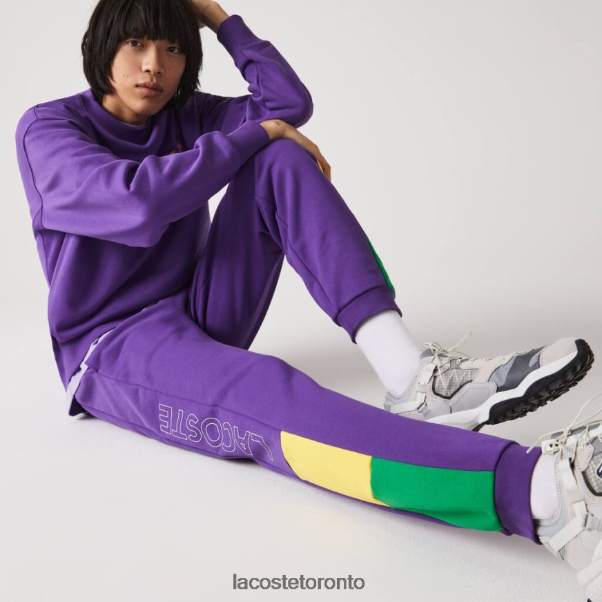 Clothing Lacoste Branded Colorblock Fleece Jogging Pants Purple/Yellow/Green Men Z60BPR1107