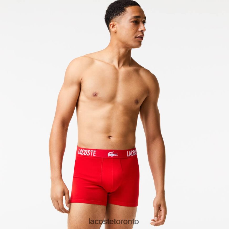 Clothing Lacoste Branded Contrast Crocodile Boxer Brief 3-Pack Black/Red/White Men Z60BPR1548