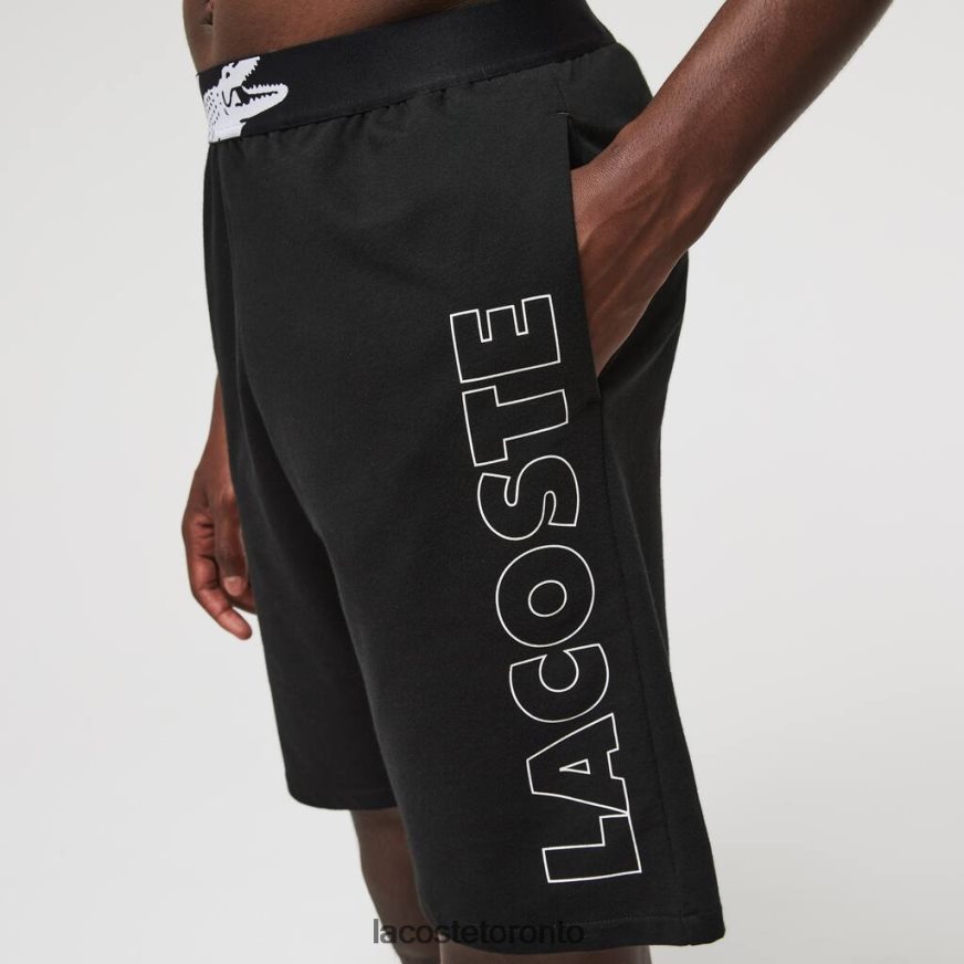 Clothing Lacoste Branded Cotton Fleece Indoor Shorts Black/White Men Z60BPR1513