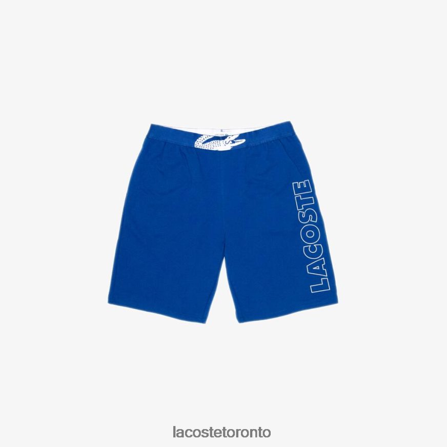 Clothing Lacoste Branded Cotton Fleece Indoor Shorts Blue/White Men Z60BPR1512