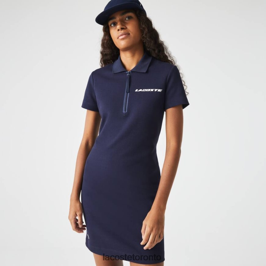 Clothing Lacoste Branded Cotton Jersey Polo Dress Navy Blue Women Z60BPR2517