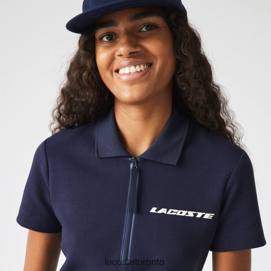 Clothing Lacoste Branded Cotton Jersey Polo Dress Navy Blue Women Z60BPR2517