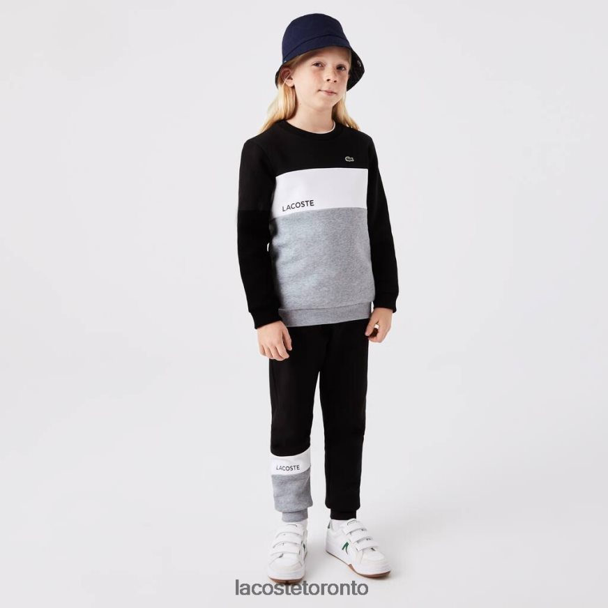 Clothing Lacoste Branded Crew Neck Sweatshirt Black/White/Grey Chine Kids Z60BPR3236