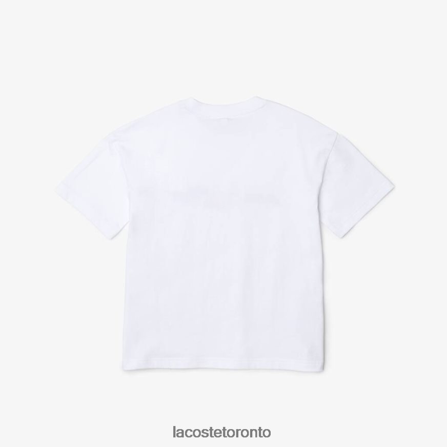 Clothing Lacoste Branded T-Shirt in Organic Cotton Jersey White Kids Z60BPR3040