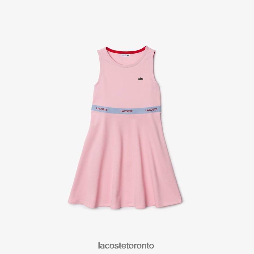 Clothing Lacoste Branded Waist Organic Cotton Tank Top Dress Pink/Red Kids Z60BPR3285