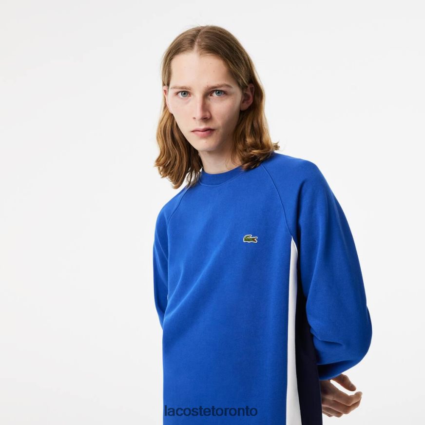 Clothing Lacoste Brushed Fleece Colorblock Sweatshirt Blue/Navy Blue/White Men Z60BPR330