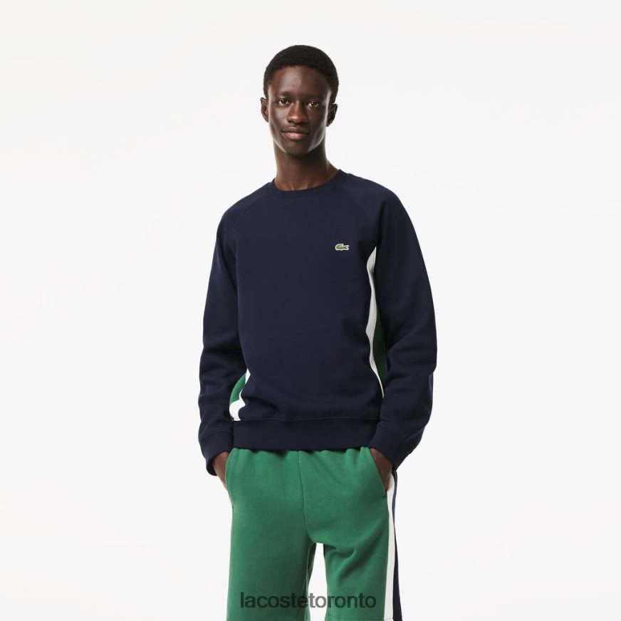 Clothing Lacoste Brushed Fleece Colorblock Sweatshirt Navy Blue/Green/White Men Z60BPR328