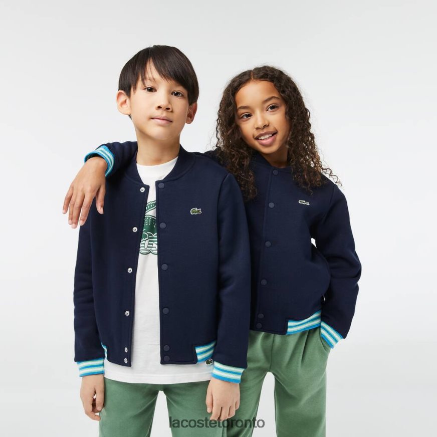 Clothing Lacoste Button-Down Fleece Sweatshirt Navy Blue Kids Z60BPR3044