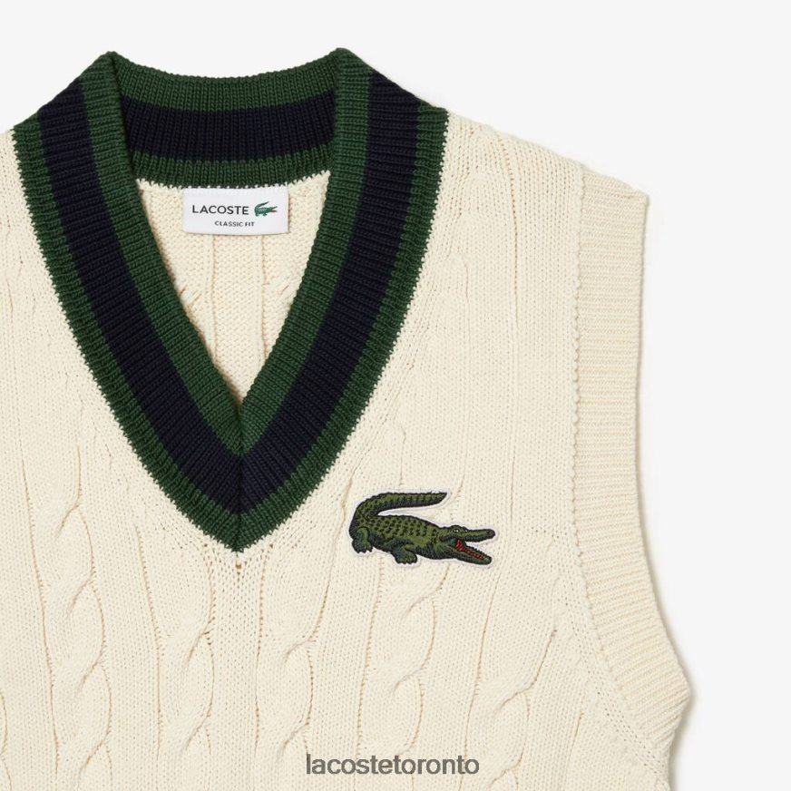 Clothing Lacoste Cable Knit Sweater Vest in Organic Cotton White Unisex Z60BPR504