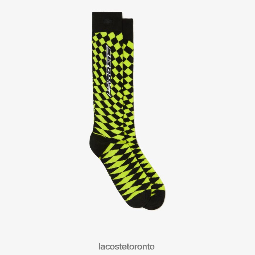 Clothing Lacoste Checkerboard Compression Socks Black/Yellow Unisex Z60BPR526