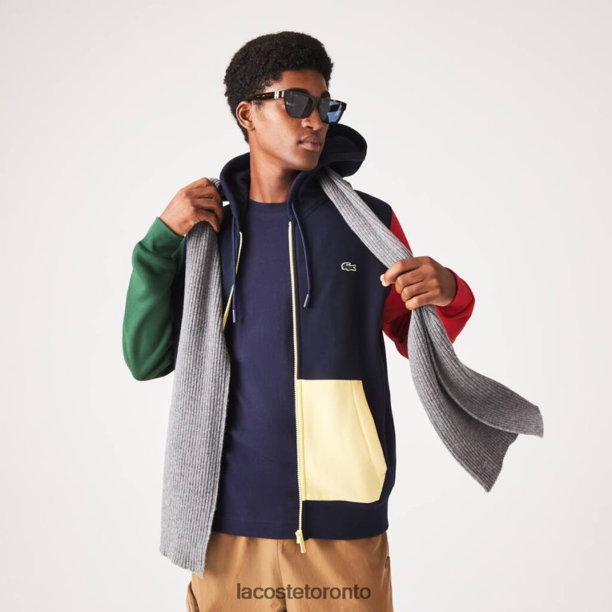 Clothing Lacoste Classic Fit Color-Block Hooded Zip Sweatshirt Navy Blue/Green/Red/Yellow Men Z60BPR1080